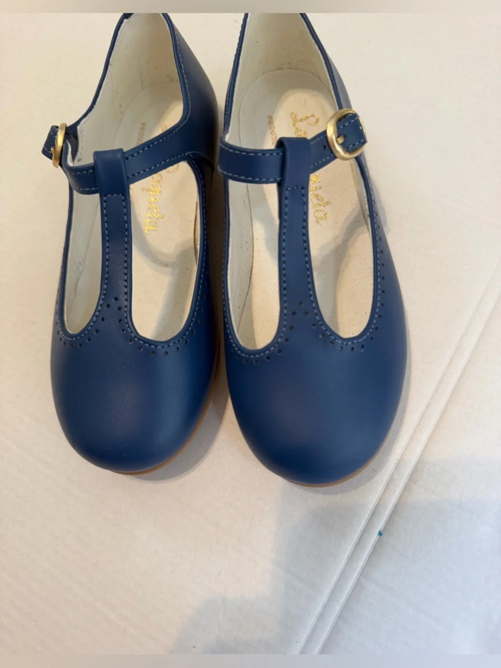La Coqueta Cobalt Blue Leather T-Bar Mary Jane Shoes EU 27 US 10